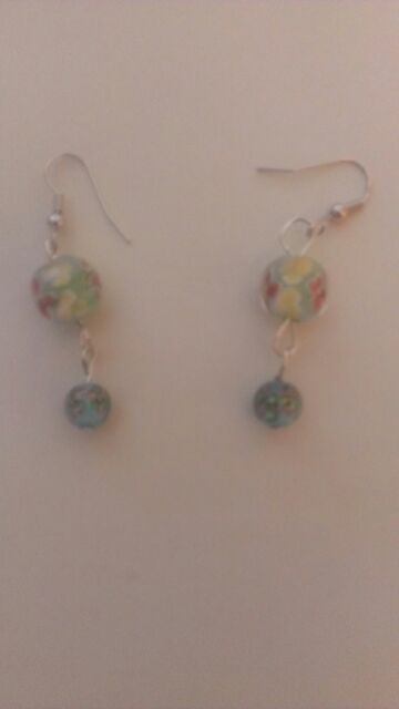 Glass Flower Bead Ear Rings