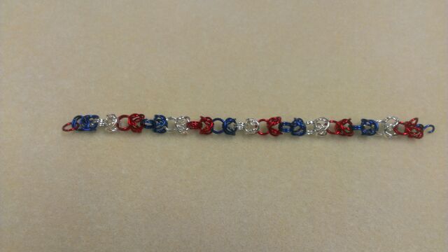 Red White And Blue Chain Mail Bracelet