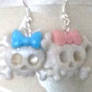 Blue And Pink Skull Ear Rings