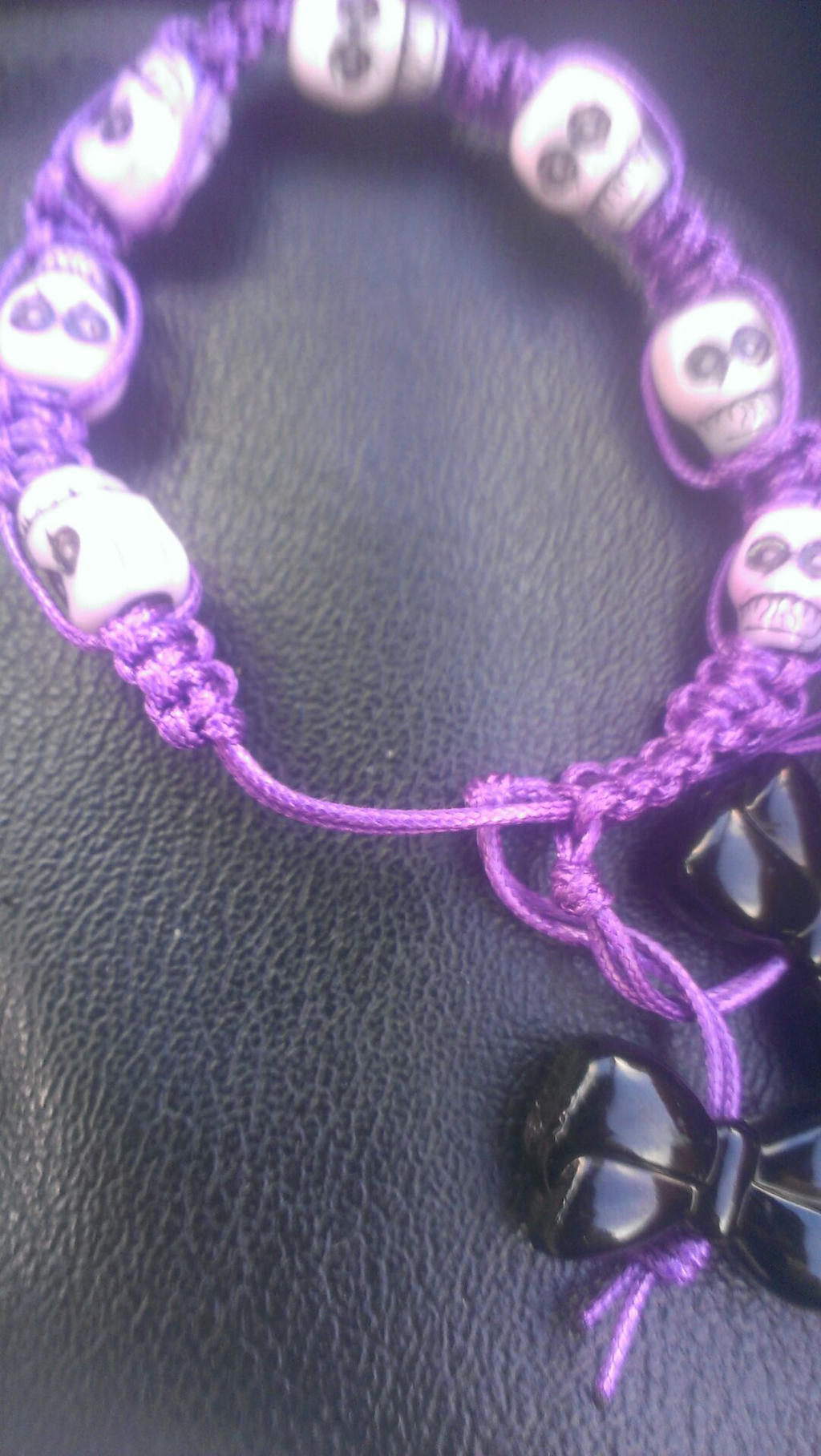 Purple Skull Bracelet With Black Bows