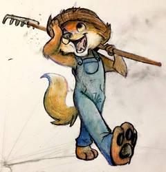 farmer fox doodle