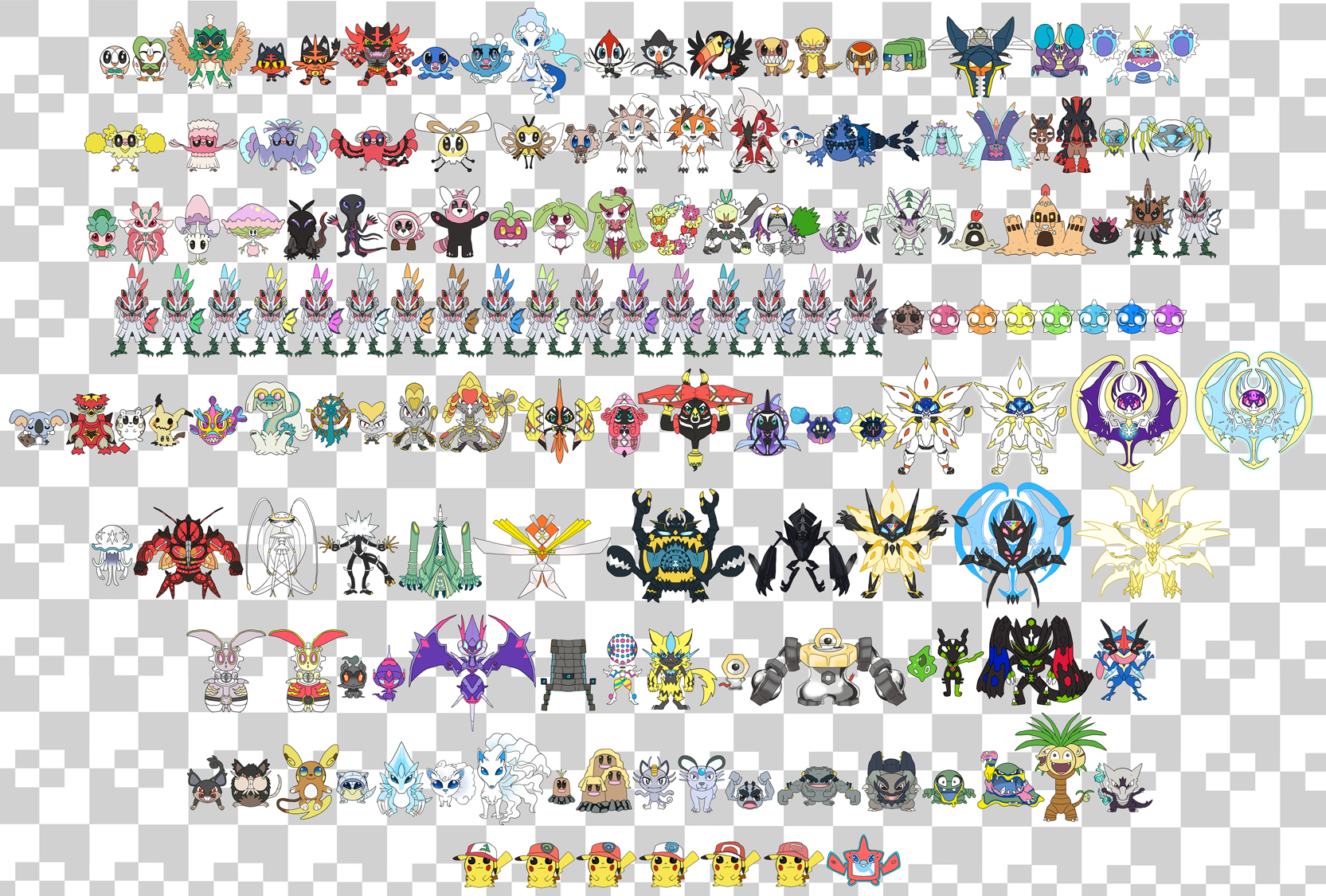 Alola Pokedex Pokemon to scale by DOTBstudios on DeviantArt