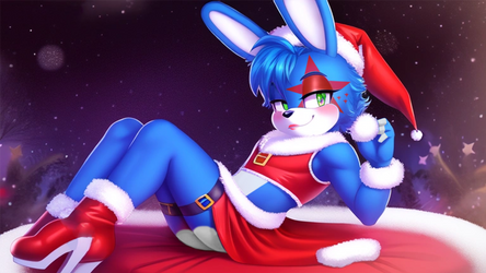 Glamrock Toy bonnie Femboy with sexy christmas out