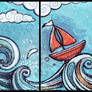 ACEO triptich sailboat