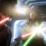 Jedi Master versus two Sith