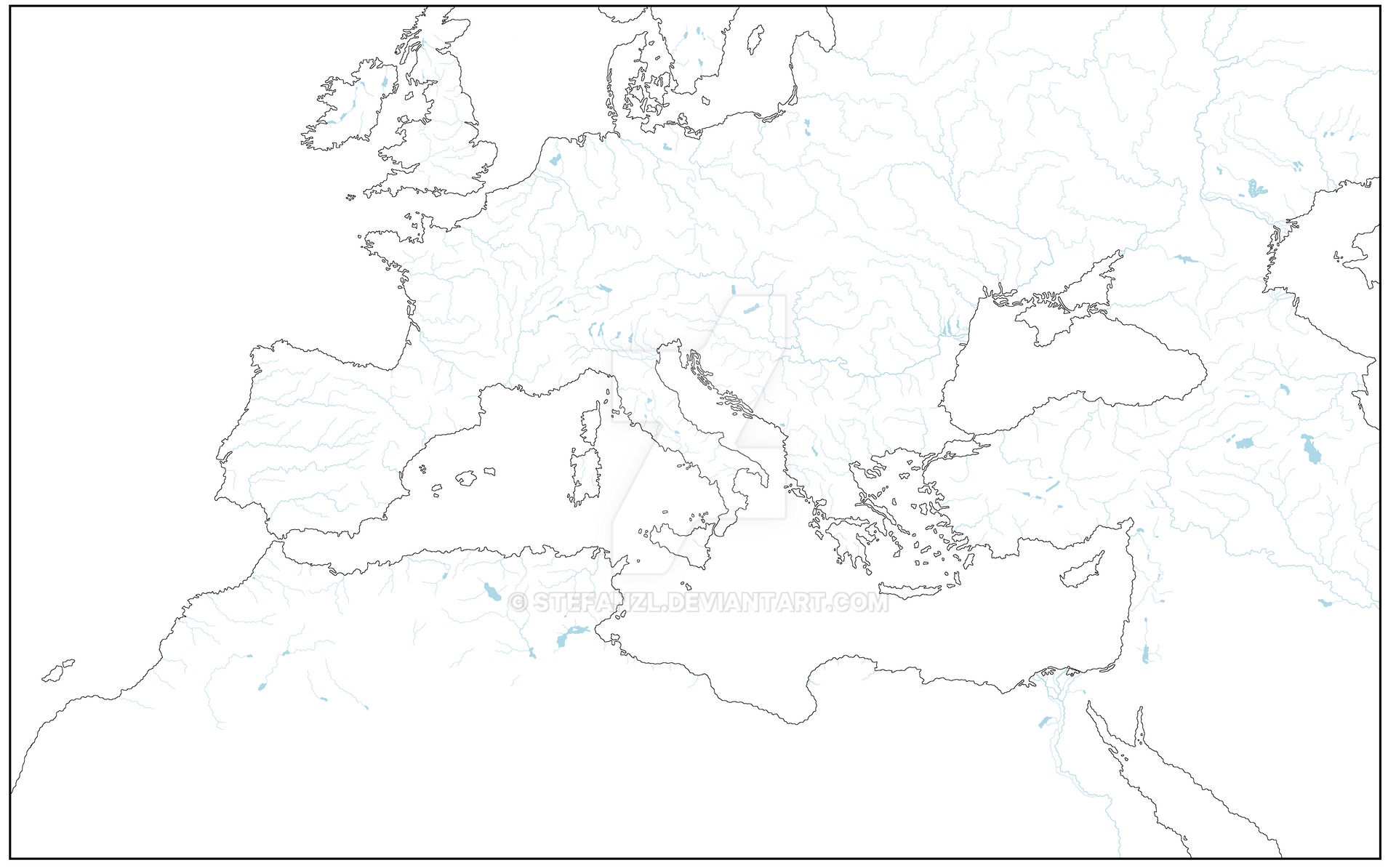 Blank map of Mediterranean region by StefanZL on DeviantArt