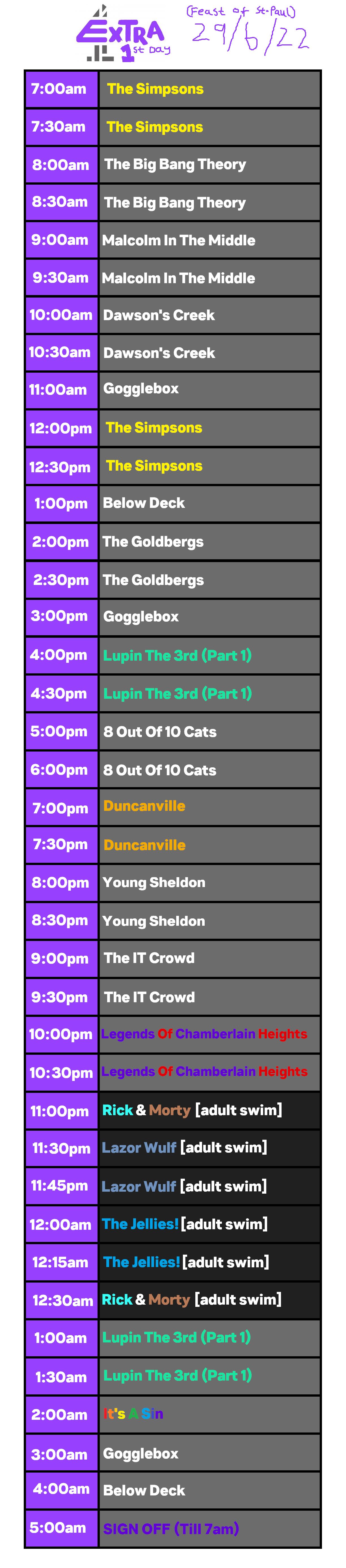 Etv Extra Guide E4 Extra Schedule for 29th June 2022 (Concept) by ZPAINTER on DeviantArt