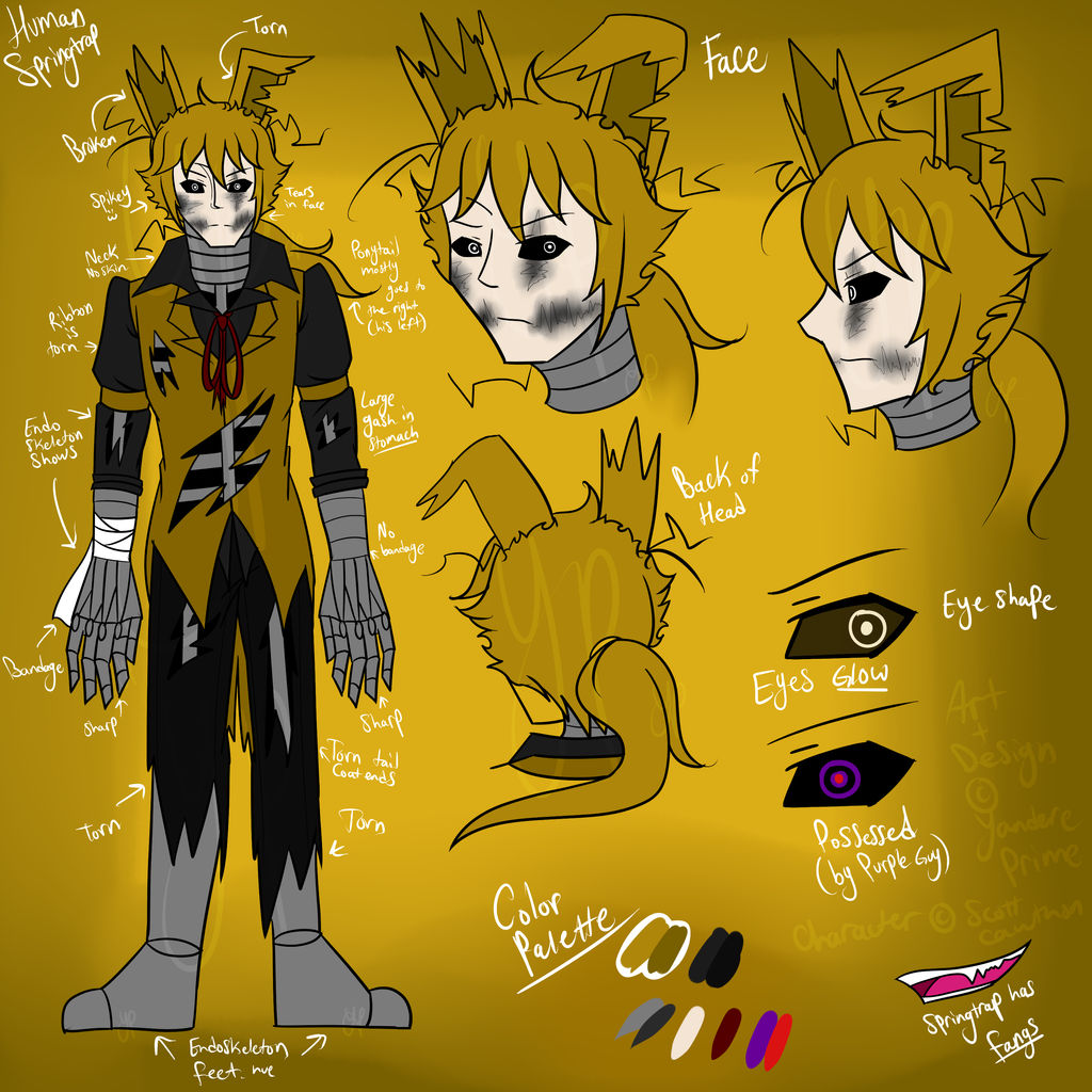 Springtrap Human FNaF: Human!Springtrap Reference by YanderePrime on DeviantArt