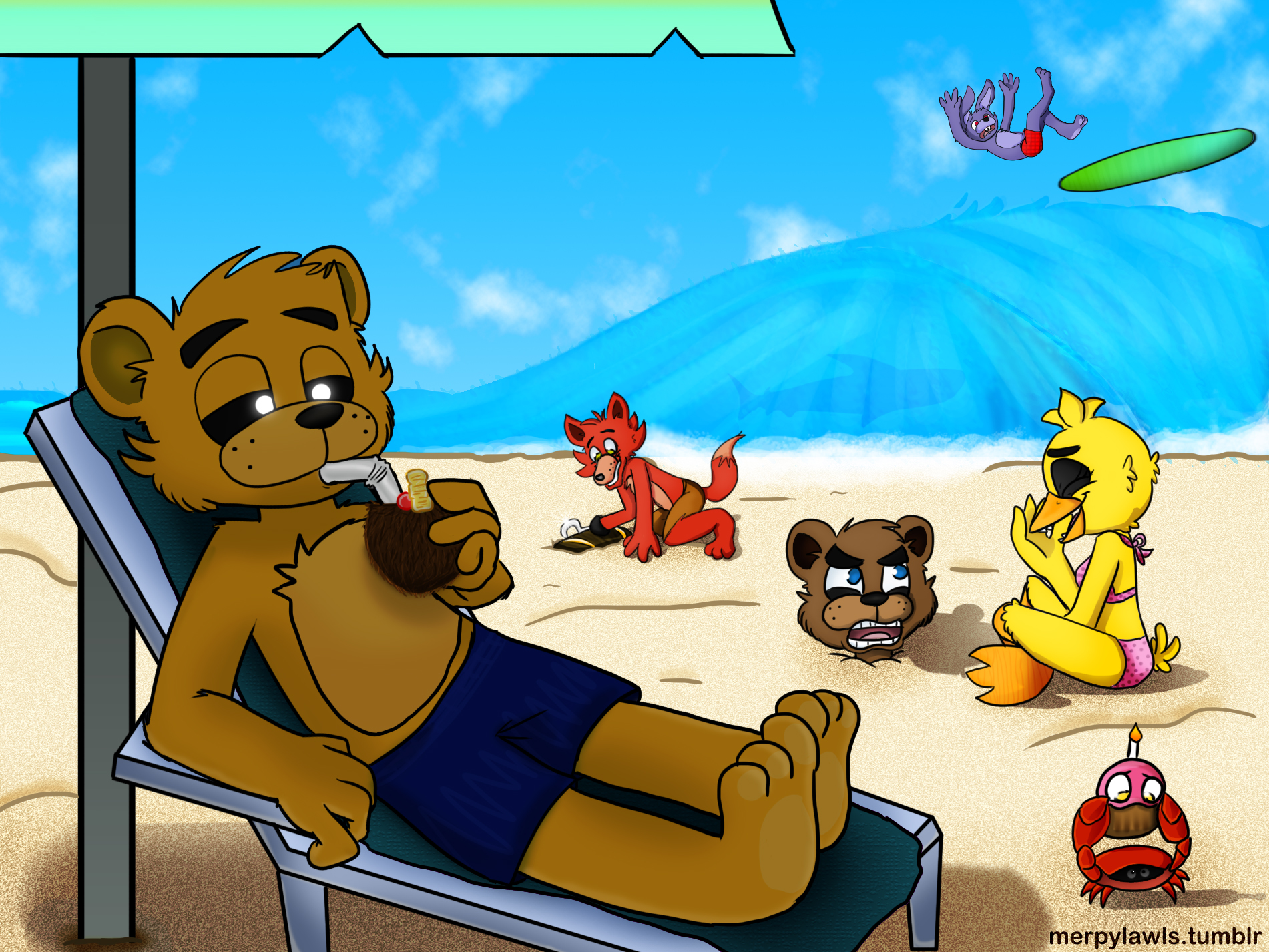 Wallpaper Anime Fnaf1 at the beach by Painted-Treasure on DeviantArt