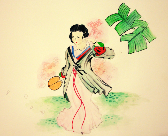 Watercolor study: Geisha