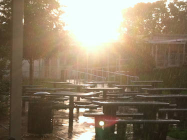 rainy sunset, at school.