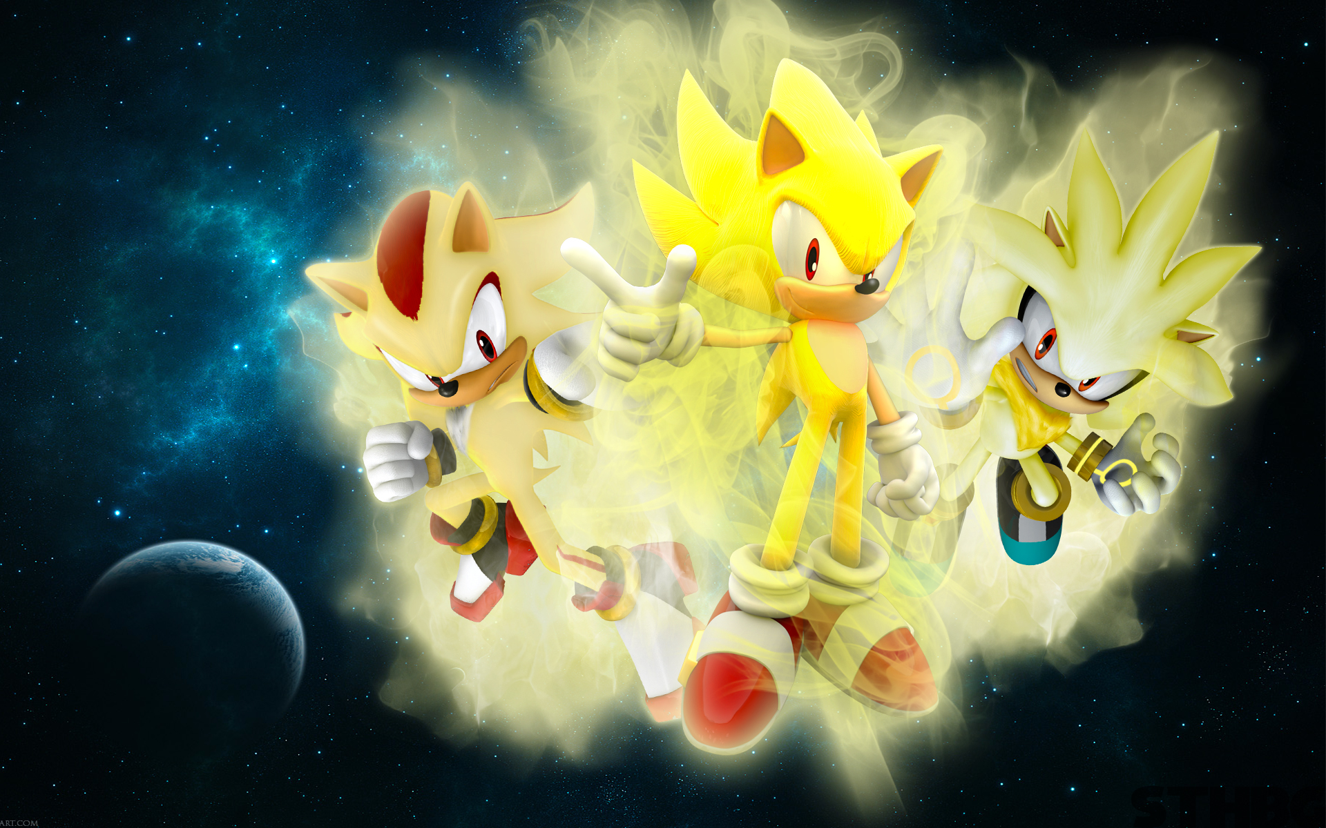The Three Super Hedgehogs Wallpaper by SonicTheHedgehogBG on DeviantArt