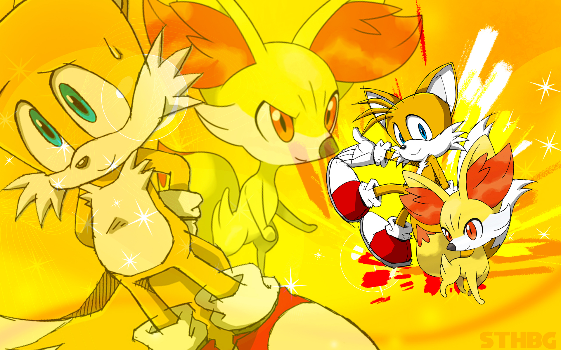 Tails The Fox And Fennekin - Wallpaper