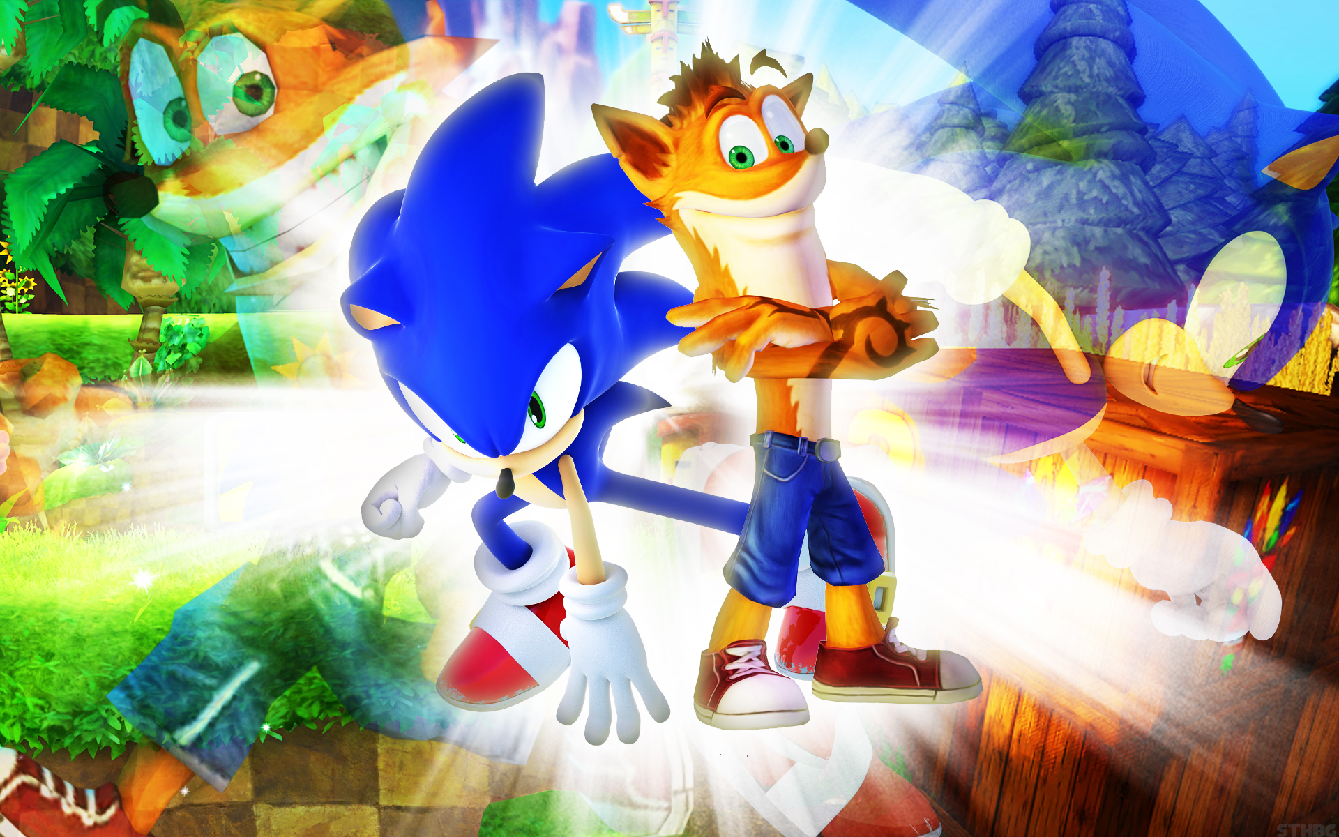 Sonic The Hedgehog And Crash Bandicoot - Wallpaper