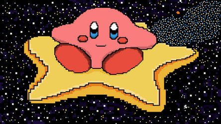 Kirby and his Warp Star (Pixelated)