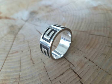 Silver greek pattern ring