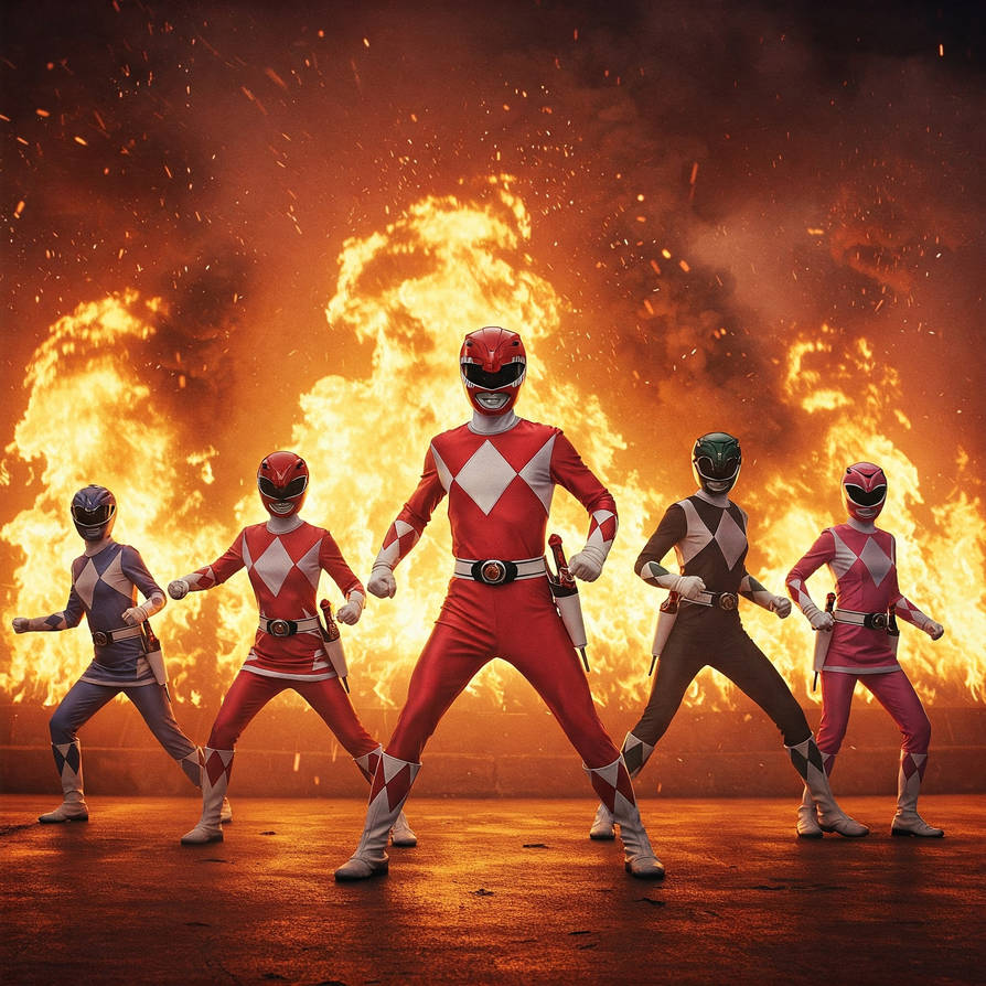 Power Rangers with Flames by RSK000 by slammysupermunchie43 on DeviantArt