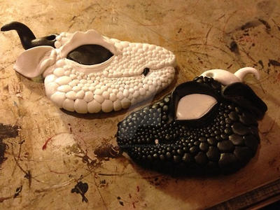 Yin and Yang Polymer Dragon Pendants WIP