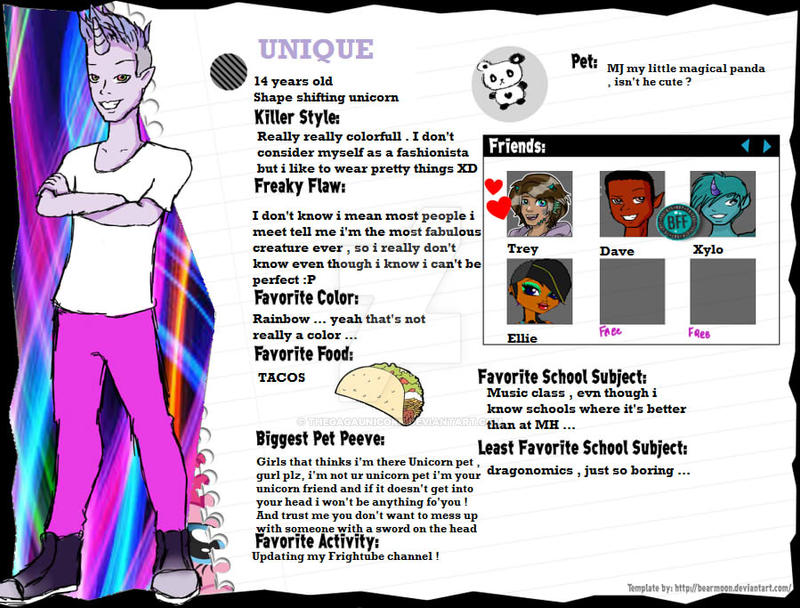 Fun Character Bio Unique bio by TheGagaUnicorn on DeviantArt