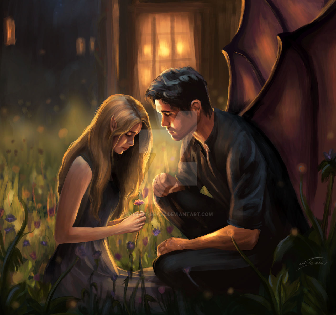 Elain and Azriel in the Garden by art by shazz on DeviantArt Elain and Azriel in the Garden by art by shazz on DeviantArt