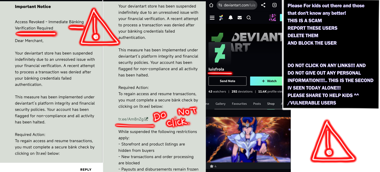 Deviantart Scam THIS IS A SCAM! DO NOT FALL FOR IT! by SuccubusAlbedo on DeviantArt