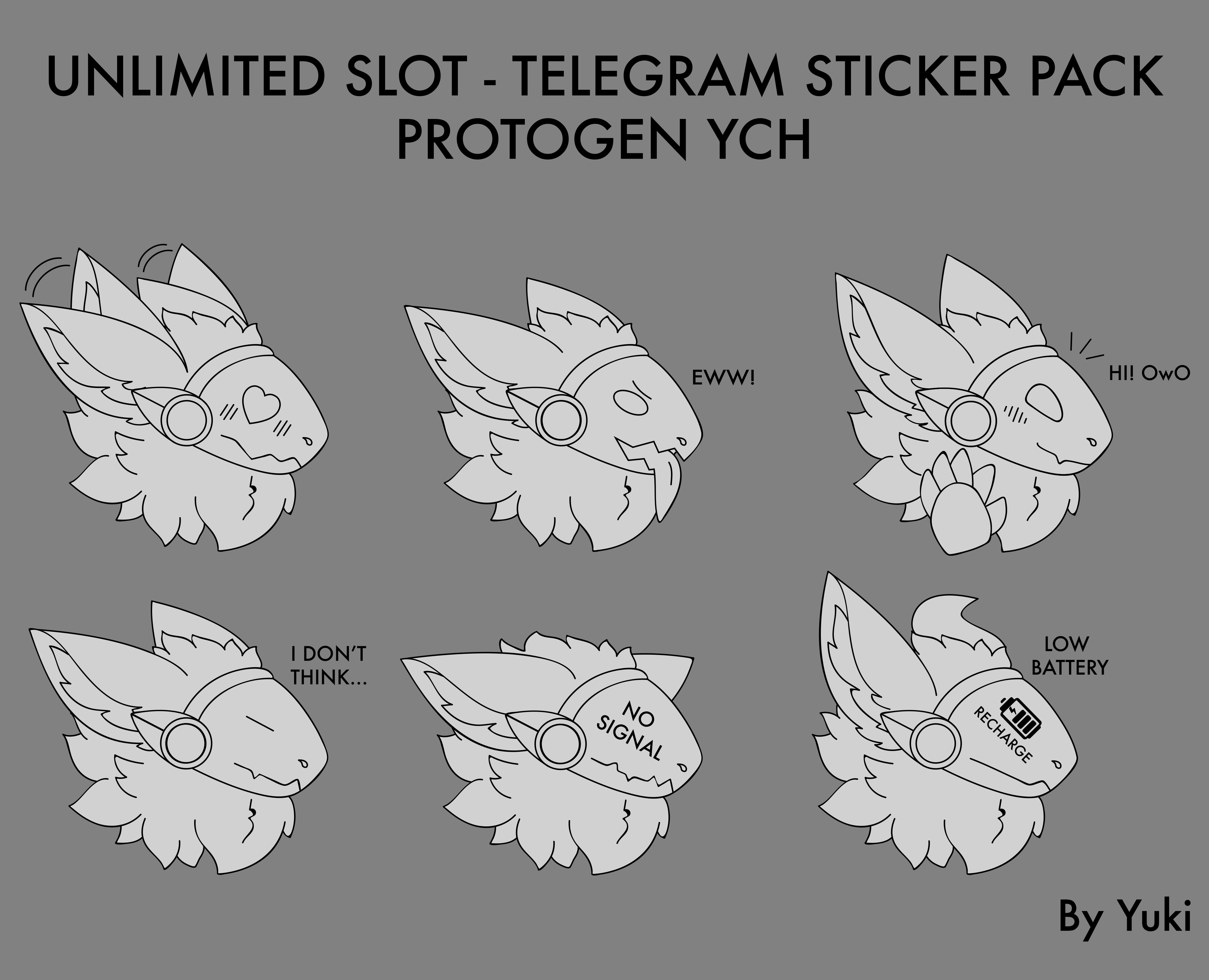 Digital Protogen Furry Lineart Bases for Telegram Stickers