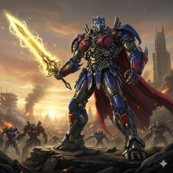 Optimus Prime holds the Light Sword