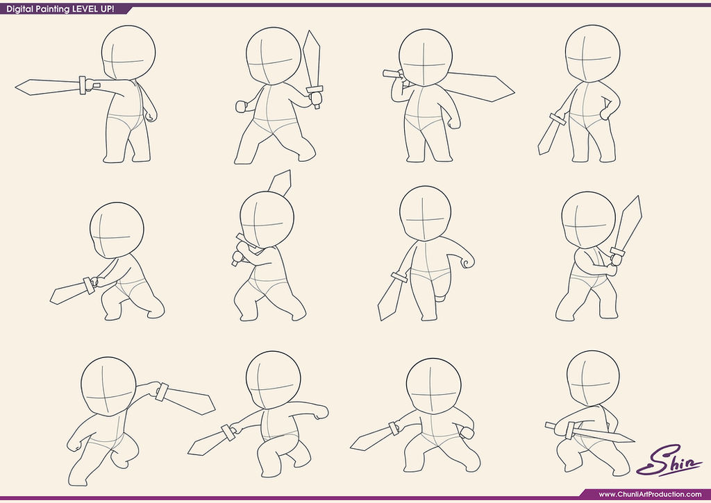 How to Draw ANIME POSES (Anatomy) Tutorial - Step by Step (SWORD) 