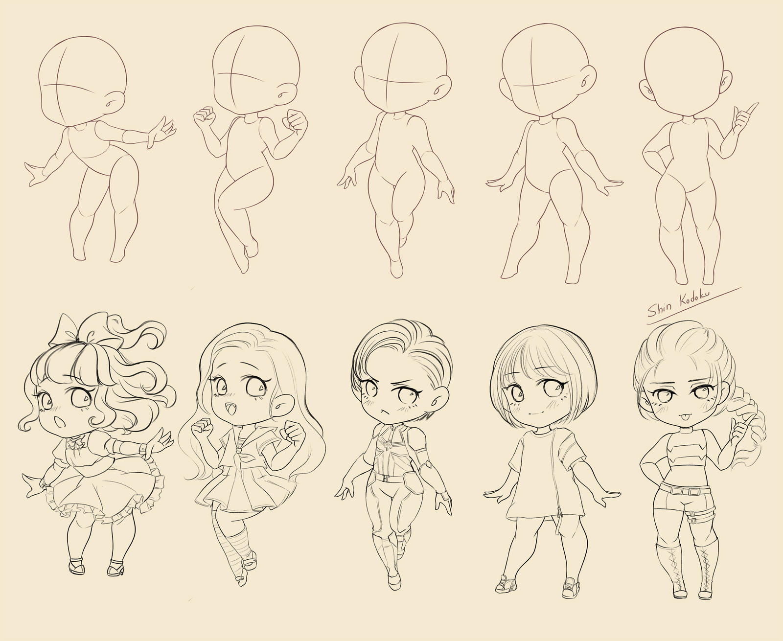 🧡Kawaii chibi pose charts🧡