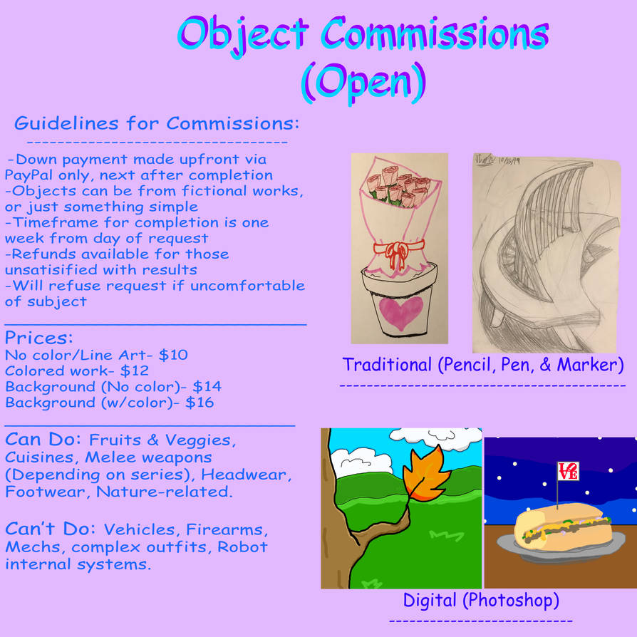 Object Commissions Object Commission chart by BlueLover17 on DeviantArt