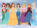 Me with Belle, Jasmine, Ariel, Rapunzel, Anna and 