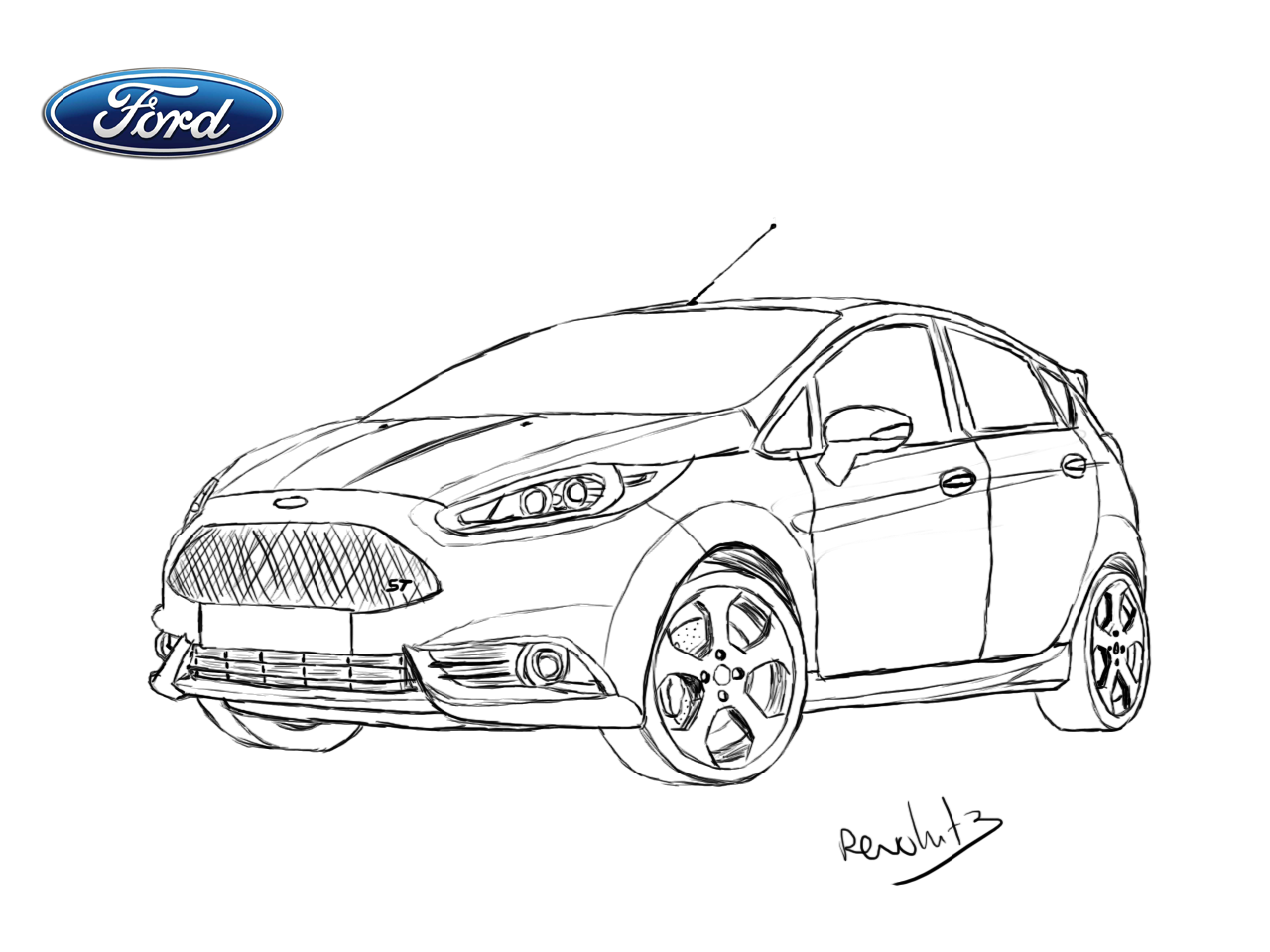 Ford Fiesta ST Drawing by Revolut3 on DeviantArt