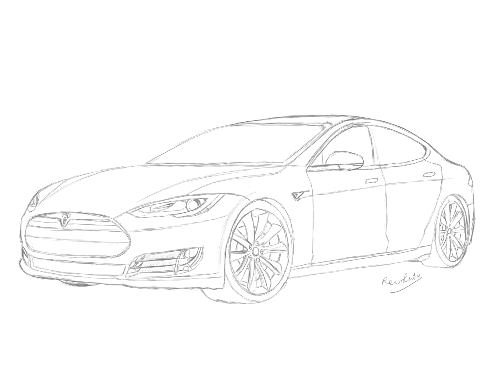 Tesla Model S Drawing by Revolut3 on DeviantArt