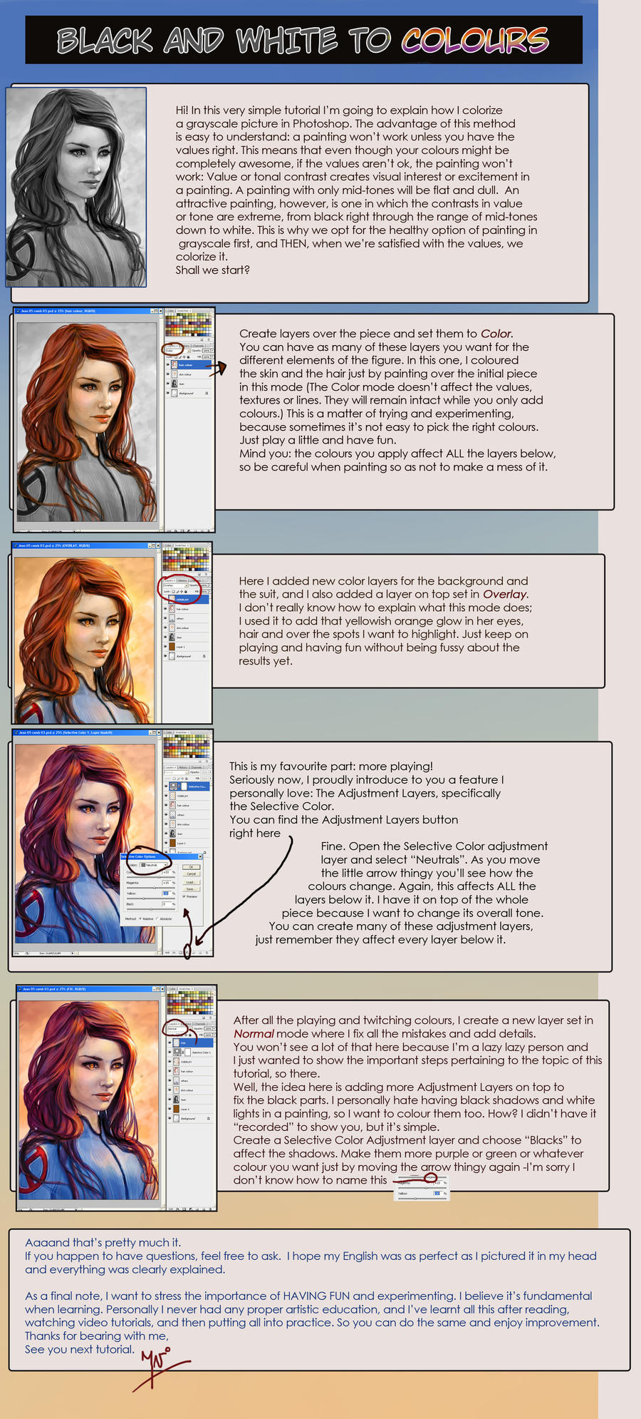 Grayscale to Colours Tutorial by IvannaMatilla