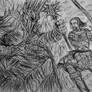 Jon Snow vs Sauron rough concept sketch