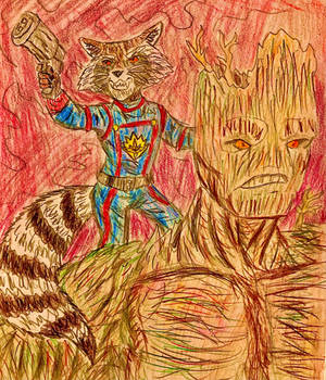 Rocket and Groot portrait sketch