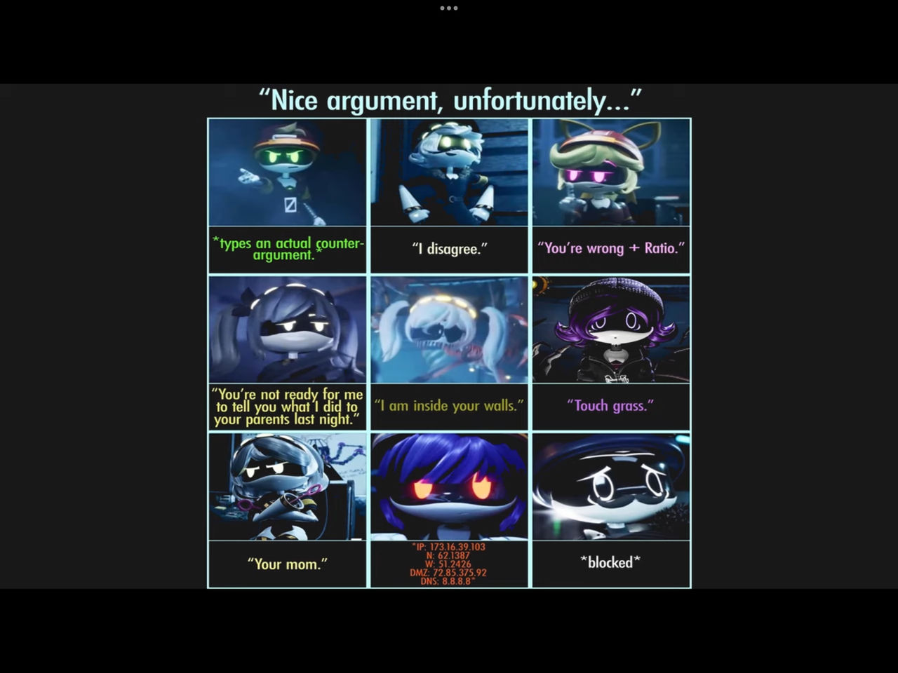 Nice argument by Munchly2 on DeviantArt