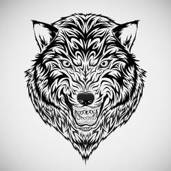 Wolf Head Tribal Tattoo