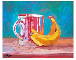 stilllife with chrome cup and banana