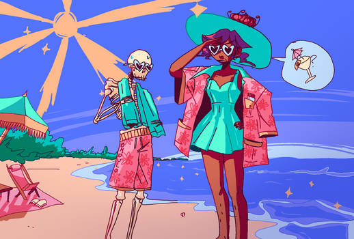 online afterlife beach episode - patreon drawing