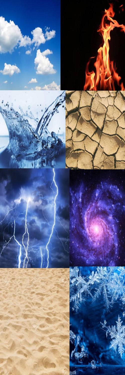 air,fire,water,earth,ice,sand,lightning and galaxy by Derincik on DeviantArt