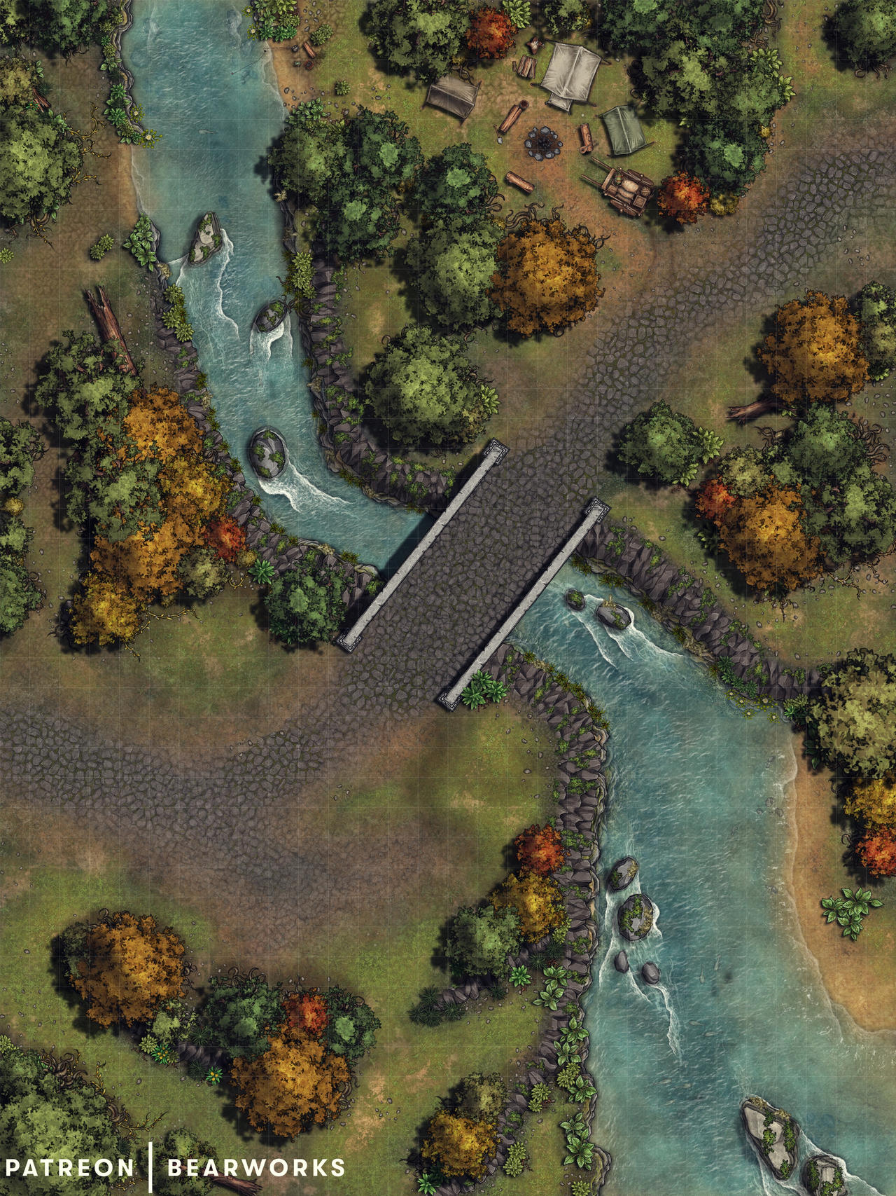 Woodland Bridge | Battlemap | 30x40 by BearworksHQ on DeviantArt