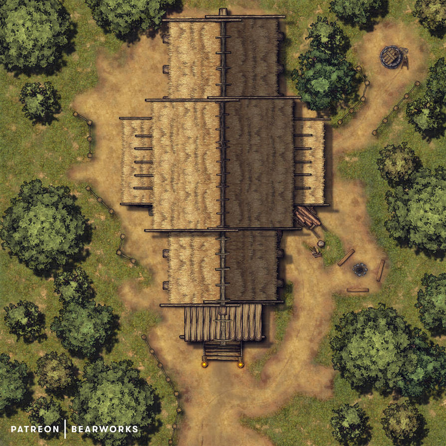 Outside Battle Map Mead Hall Exterior | Battlemap | 40x40 by BearworksHQ on DeviantArt