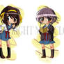 Haruhi Mikuru and Yuki Chibis