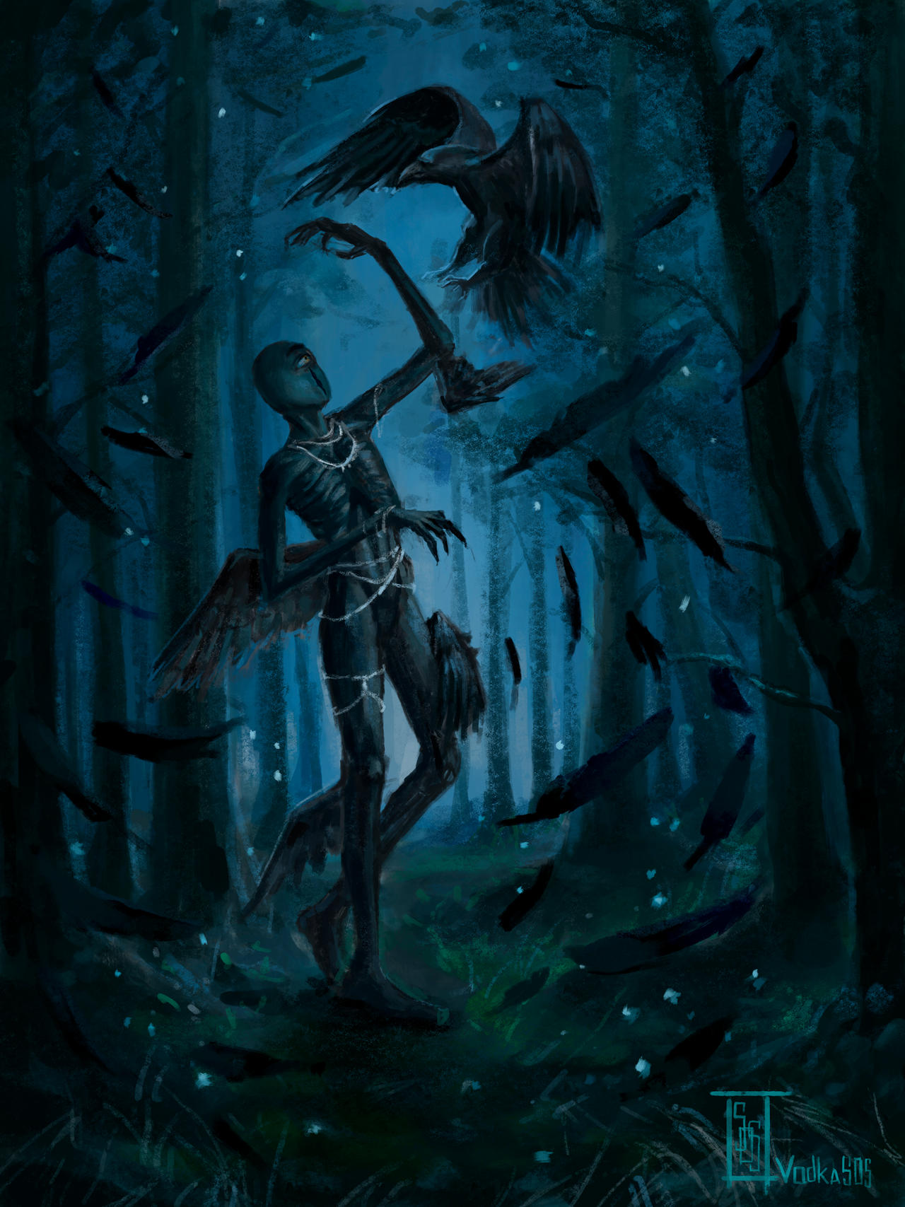 Monster with a raven