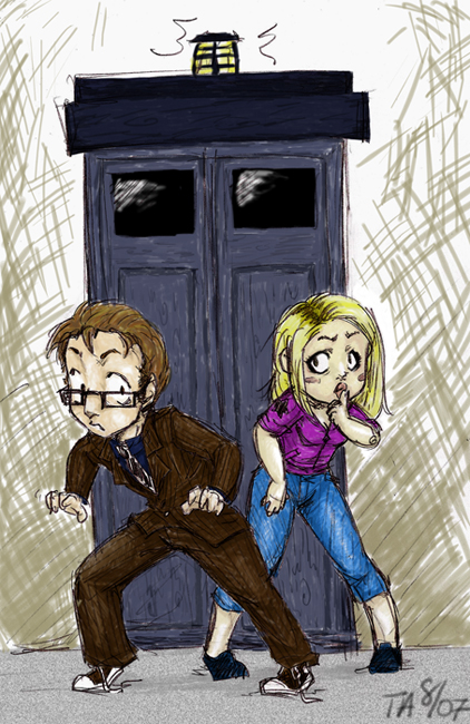 Tenth Doc and Rose with Tardis