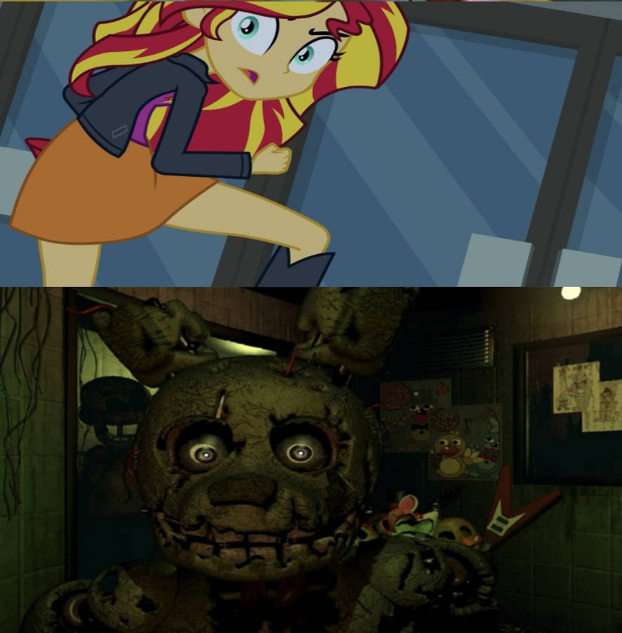 Springtrap Frightens Evil Sunset shimmer by Bryandurate on DeviantArt