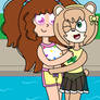 Dani Hugging Suzu In The Pool