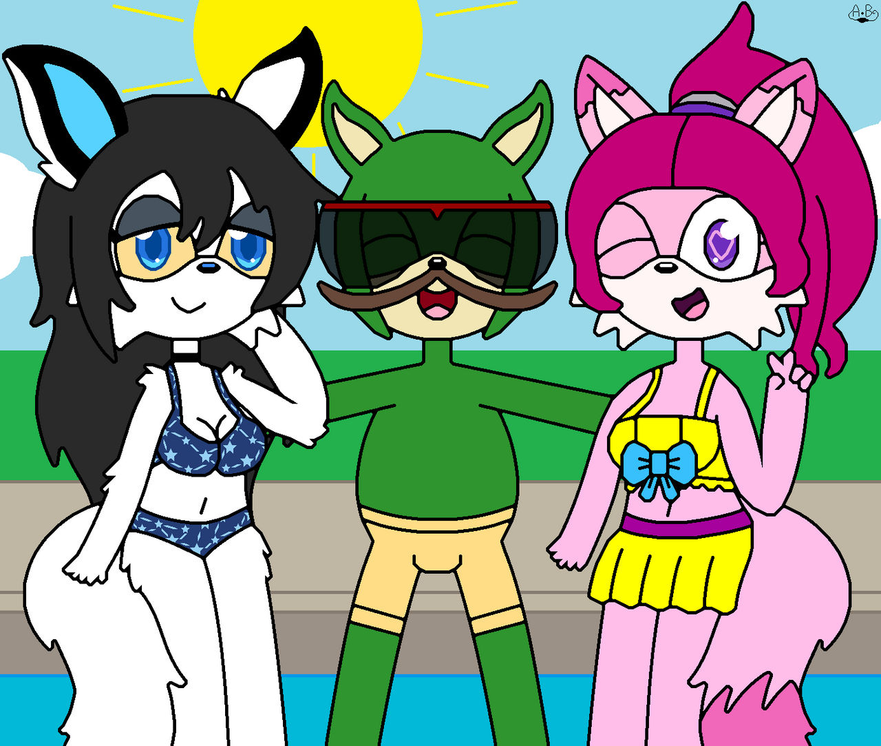 Winter, Jacob And Natsuki At The Pool