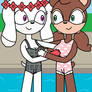 Clara And Haru Hugging In The Pool